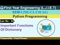 Lec-34 - Important functions of dictionary Python Programming First Year Engineering