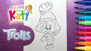 Coloring TROLLS Coloring Page Coloring with Katy 4K for Kids and Toddlers