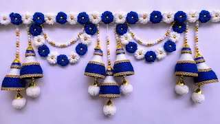 DIY Woolen Door Toran Using Old Plastic Bottles | Beautiful Home Decor Craft ♻️🧶