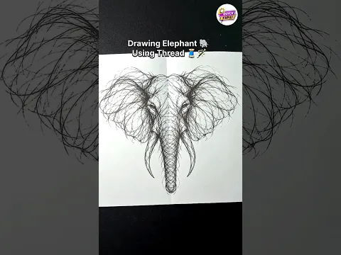 Drawing elephant using thread #diy #art #trending #vairalvideo #shorts