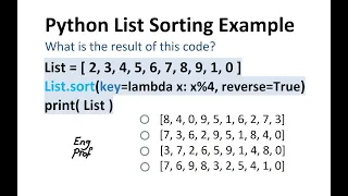 Python List Sorting Example Find the correct output