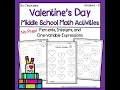 Valentine s Day Middle School Math Worksheets