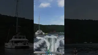 🌊 She wakeboards in Trinidad 🇹🇹  #wakeboarding #boating #adventureawaits #caribbean