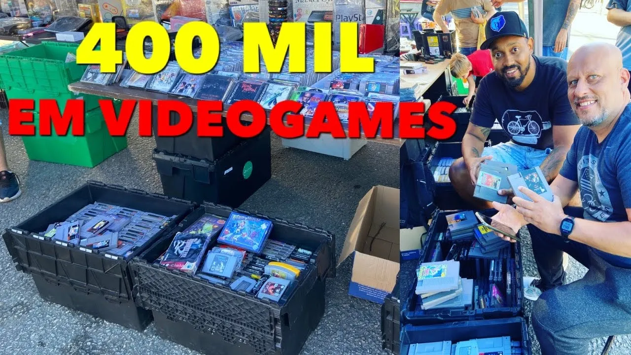 CAÇADA GAMER | a maior banca de videogames e jogos em uma FEIRA DO ROLO | PlayStation Nintendo Xbox