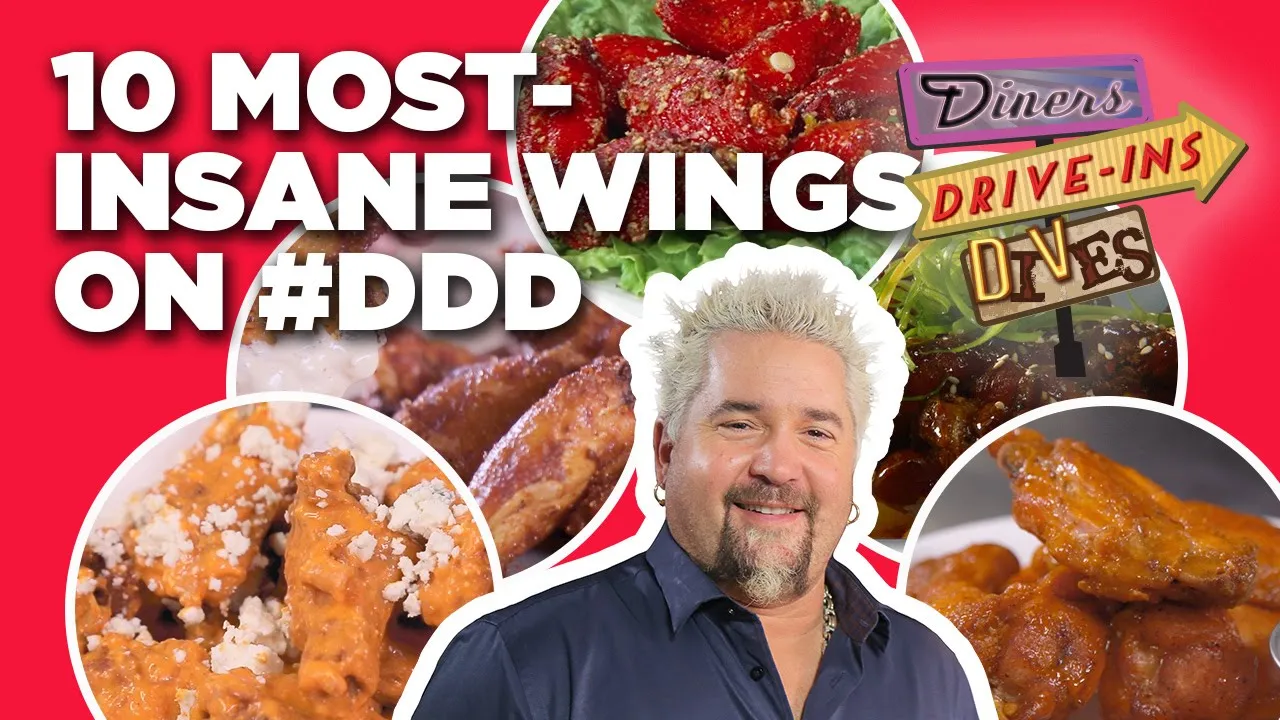 10 Most-Insane Chicken Wings on #DDD with Guy Fieri   Diners, Drive-Ins and Dives   Food Network