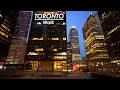Walk in Toronto to the Financial District from the CN Tower at Dusk 4K R