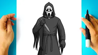 Como DESENHAR o GHOSTFACE do PÂNICO - Cómo DIBUJAR a GHOST FACE de SCREAM