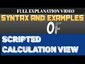 Syntax and Examples of Scripted Calculation View