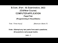 B Com 3rd Year Computer Application Question Paper 2022 Programming in Visual Basic questions