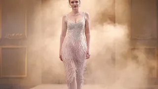 فستان تول شك بالستراس والهدب بحمالات رفيعة وبطانة داخلية قصيرة وفتحة من الامام من بيرلا موديل 445041 