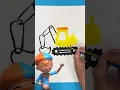 Paint the #excavator with Blippi !🚧  #blippi #blippiwonders #shorts #diy