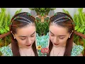 PEINADOS con trenzas y pelo suelto facil peinado para la escuela