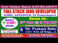 FULL STACK JAVA DEVELOPER Online Training DURGASOFT