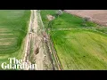 Download Lagu Drone footage shows large faultline in southern Turkey after earthquakes