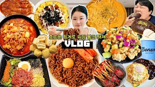 호르몬 핑계로 위장 봉인 해제😎 먹방 브이로그 | 실비김치 짜파게티 니뽕내뽕 맵크뽕 스팸짜글이 육회비빔밥 치킨마요덮밥 탕수육 두바이소금빵 떡 아이스크림 Mukbang VLOG
