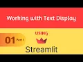Streamlit Tutorial 1-1 - Working with Text Display Part 1