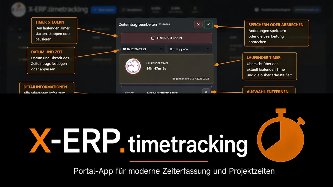 YouTube-Vorschaubild zu X-ERP.timetracking