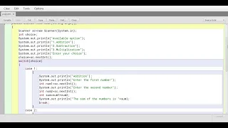 A menu driven program in java