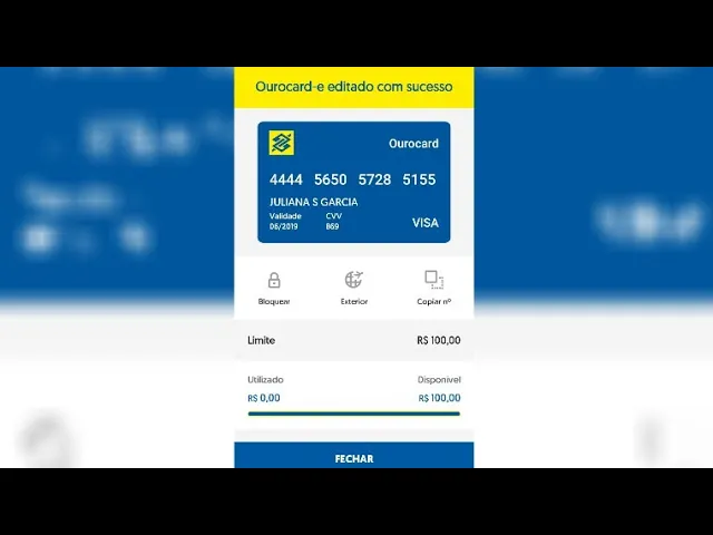 CARTÃO DE CRÉDITO VIRTUAL OUROCARD BANCO DO BRASIL
