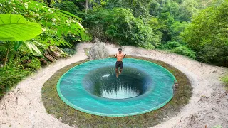 building The most amazing and secret underground temple house with swimming pool for hiding