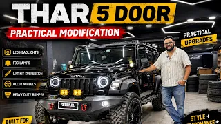 mahindra thar 5 door practical modification bumper tyre alloy lighting sliders bharat car