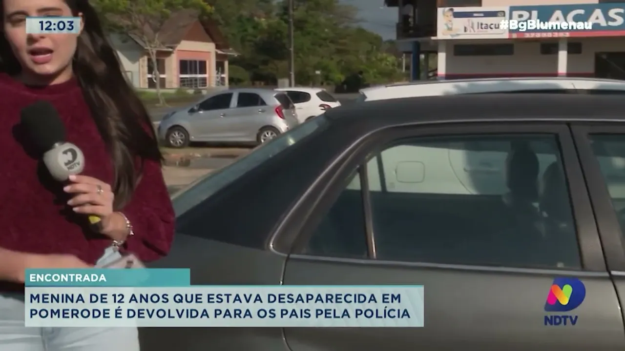 Menina de 12 anos que estava desaparecida em Pomerode é devolvida para os pais pela polícia