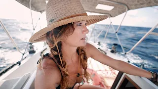 ALL ELECTRIC SAILBOAT crossing the OPEN SEA (real life aboard)