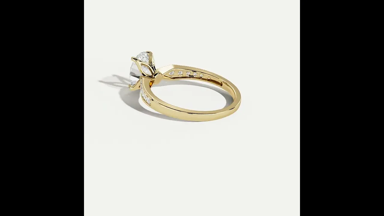 Margot丨Oval Lab Diamond Twisted Split Shank Pavé Milgrain Engagement Ring