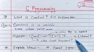 C Constants Literals What is Constant full Explanation Learn Coding