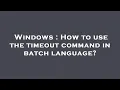 Windows How to use the timeout command in batch language