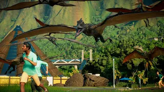 Pterosaurs attack Main Street - Jurassic World Movie Jurassic World Evolution 2