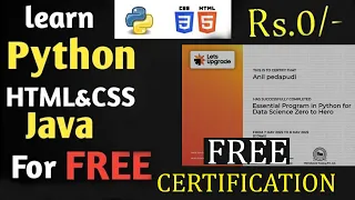 FREE Python Html CSS JAVA certification courses for free FREE python Java Html CSS for free