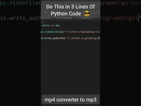 Download MP3 Now you won't need a website to convert mp4 to mp3 file 😎 3 lines are enough  #shorts #python