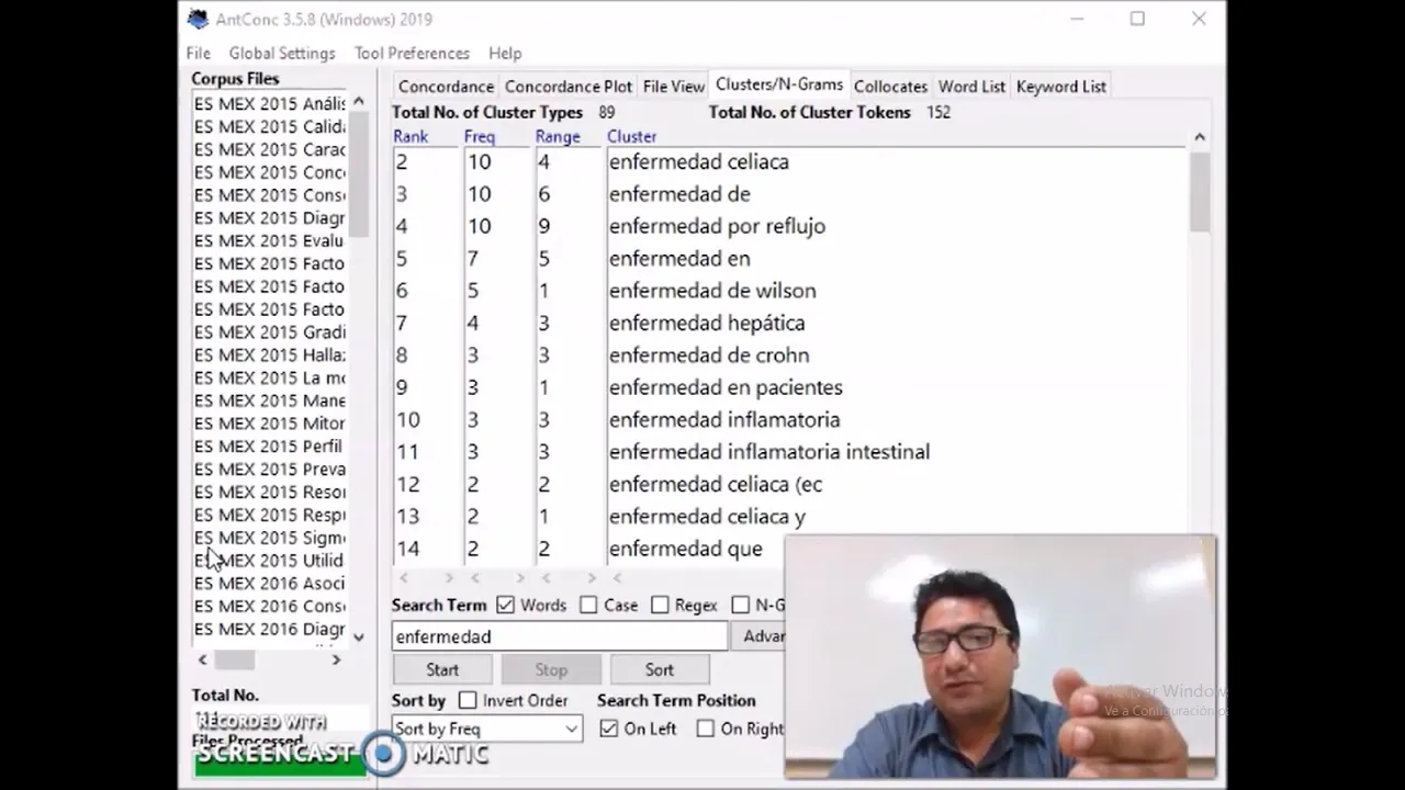Videotutorial superbásico para utilizar Antconc