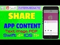 IOS 11 Swift 4 Tutorial How To Share App Content with others Text Image PDF