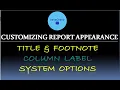 Basic SAS programming topic 8 Title label and sas system options