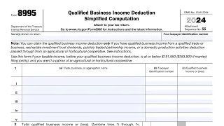 IRS Form 8995 walkthrough Qualified business Income Deduction - Simplified Computation