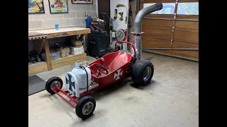 Crazy Rocketman: Jet engine powered wheelbarrow kart.