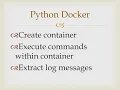 Python-Docker How to run postgres within container capture logs for postgres container - Part2