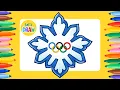 How to Draw a Snowflake with Olympic Rings - Winter Olympics Games Easy Drawing Tutorial