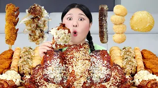 MUKBANG 하이유의 푸라닭마마치 치킨 떡볶이 먹방! Spicy Fried Korean Seaweed Chicken Pizza Eating Sound | HIU 하이유