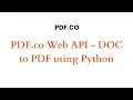 PDF co Web API - DOC to PDF using Python