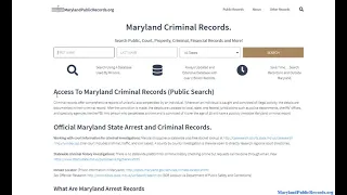 Maryland Criminal Records Search Arrest Public Records Online Free