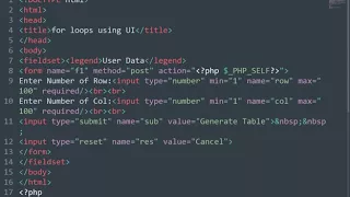 php for loop creating table from UI