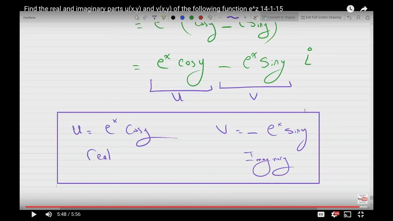 Find the real and imaginary parts u(x,y) and v(x,y) of the following function e^z 14-1-15