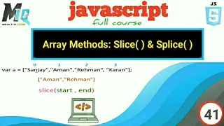 javascript Array Methods Slice Splice in Urdu Hindi