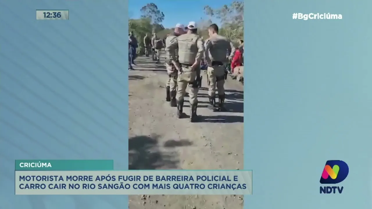 Motorista morre após fugir de barreira policial e carro cair em rio com mais quatro crianças