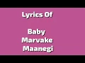 Lagu Baby Marvake Maanegi Lyrics Ft Raftaar