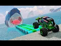 Download Lagu Grave Digger and MONSTER TRUCKS VS MEGALODON - BeamNG Monster Truck Crashes