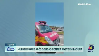 Colisão em poste no trevo da Praia do Gi deixa vítima fatal em Laguna